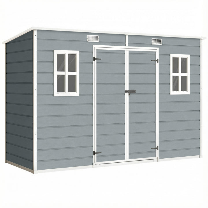 10 x 4 ft Resin Garden Shed, Outdoor Storage Shed with Floor, Windows,