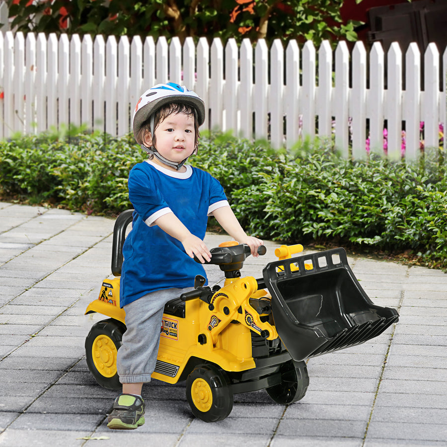 NO POWER 3 in 1 Ride On Toy Bulldozer Toddler Digger Excavator Scooter Storage Cart Toilet Pretend Play Construction Truck