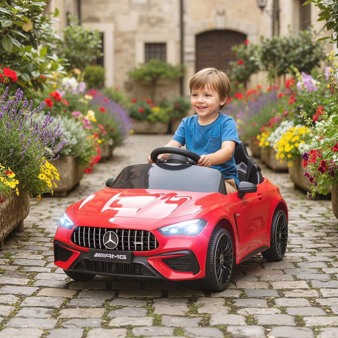 MCL Licensed Mercedes AMG Kids Electric Car, 12V Ride On Car with Dual Motors, Remote Control for 3-6 Years, Red