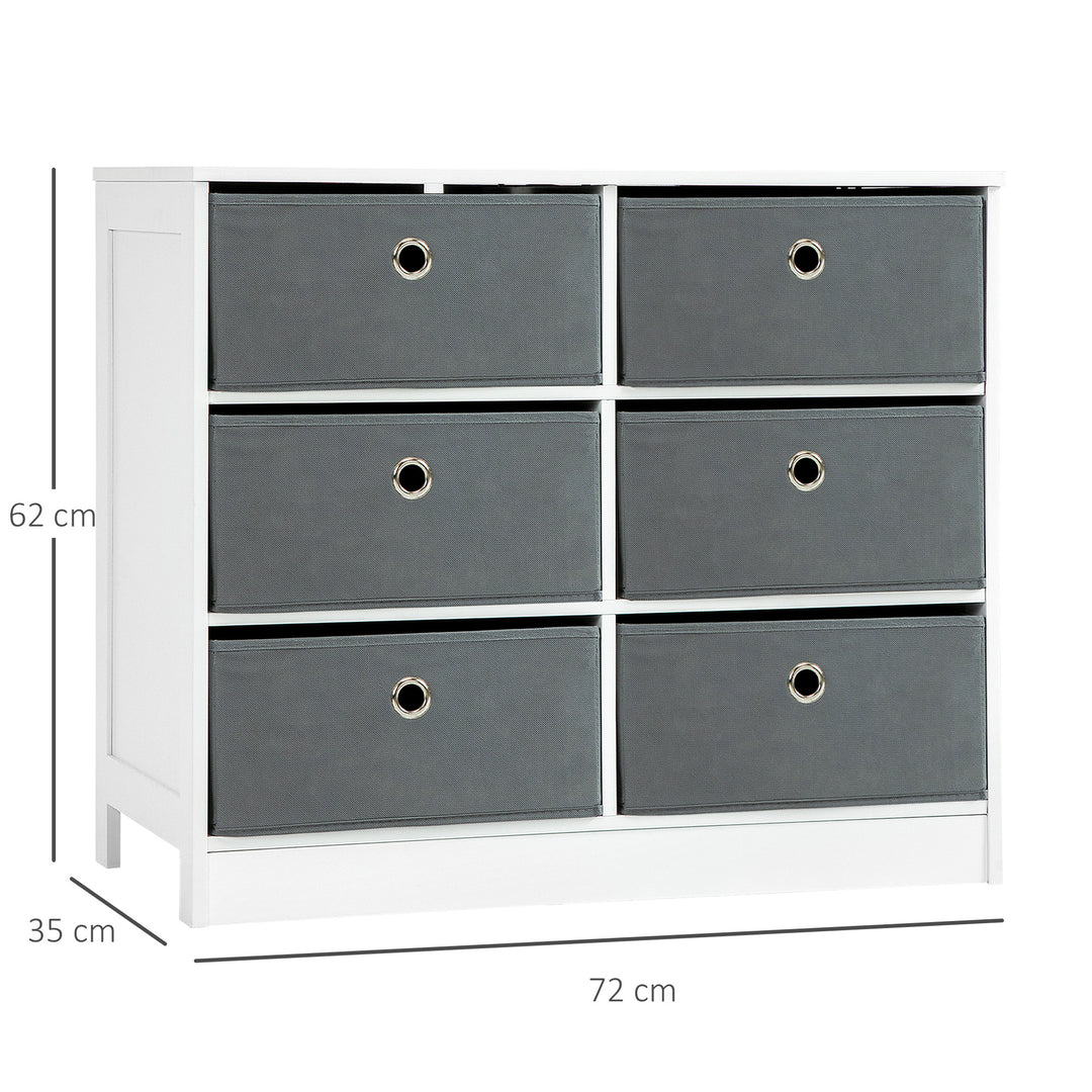 MCL Chests of Drawer, Fabric Dresser Storage Cabinet with 6 Drawers for Bedroom, Living Room and Hallway, White and Grey