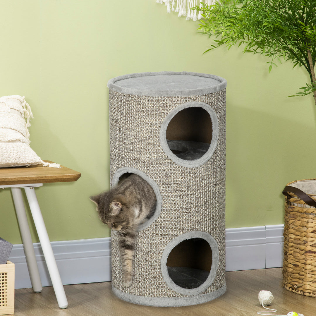 Cat Climbing Frame, Covered with Sisal, Cosy Platform - Light Grey