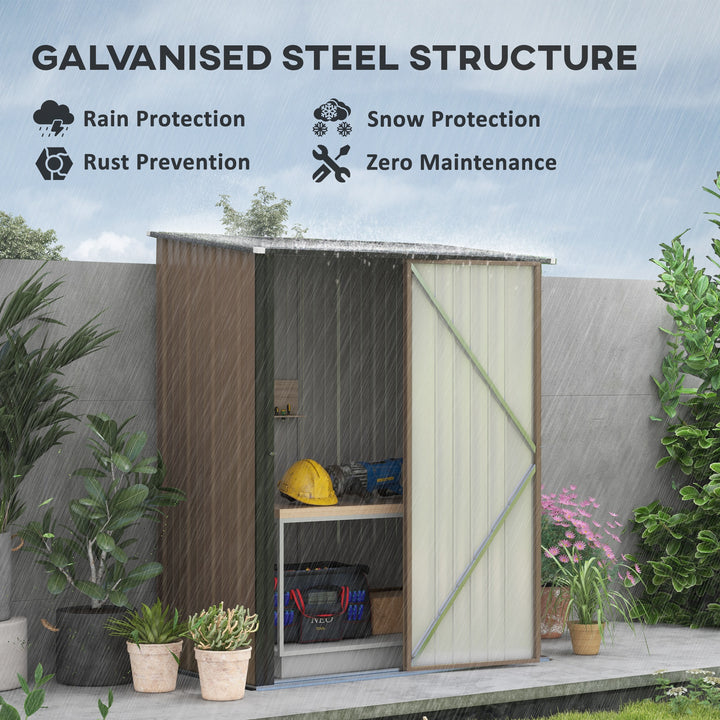 5.3 x 3.1ft Corrugated Steel Garden Shed - Brown