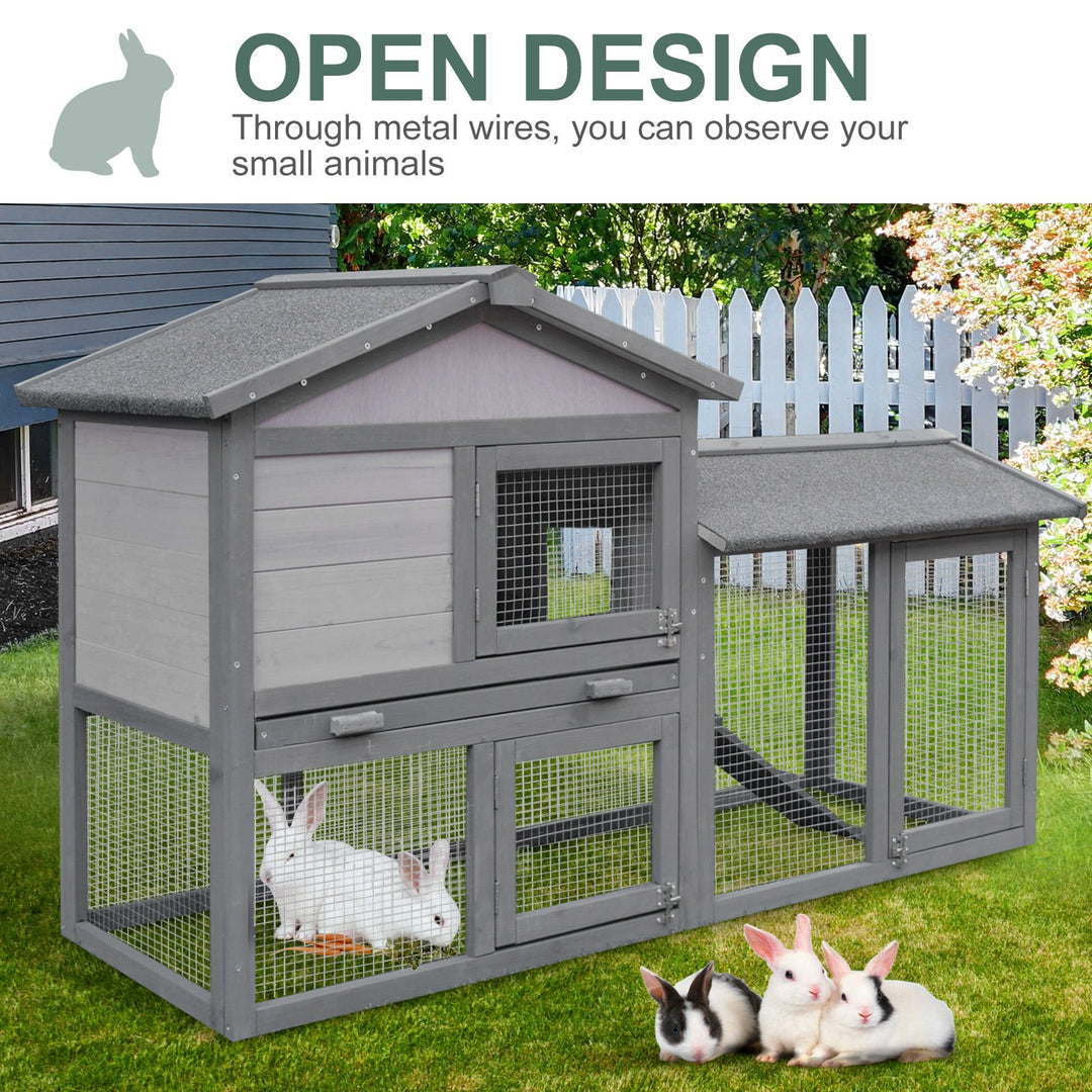 Small Animal Two-Level Fir Wood Guinea Pigs Hutches w/ Ramp Burnt Yellow