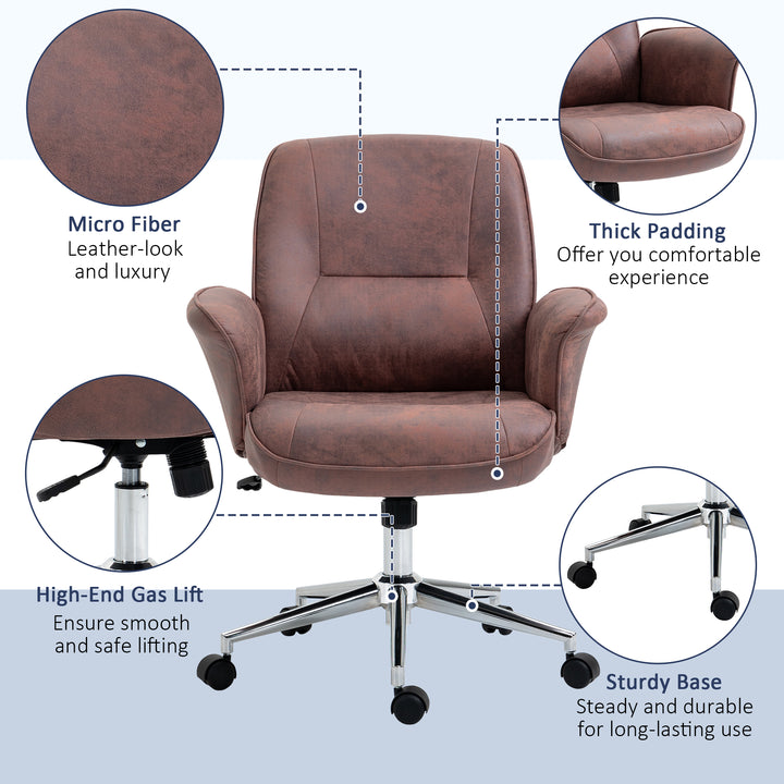 Office Chair, Desk Chair, Swivel Computer Chair with Armrest and Rolling Wheels for Home and Work, Red