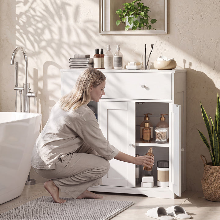 Bathroom Floor Cabinet, Freestanding Bathroom Cabinet with Drawer, Doo