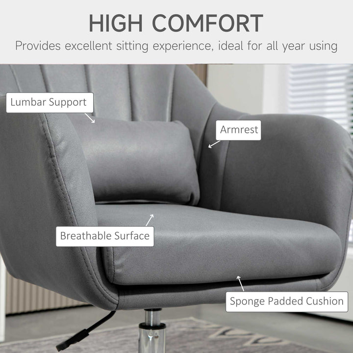 Arm Chairs Accent Chair for Living Room HOMCOM Contemporary Vanity Armchair with Adjustable Height Thick Cushion, Grey | Aosom UK