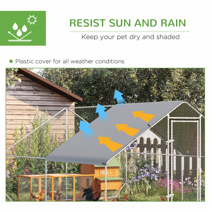 PawHut Chicken Run 3 x 4 x 2m with Activity Shelf and Cover, Walk In, Durable Design for Outdoor Use | Aosom UK