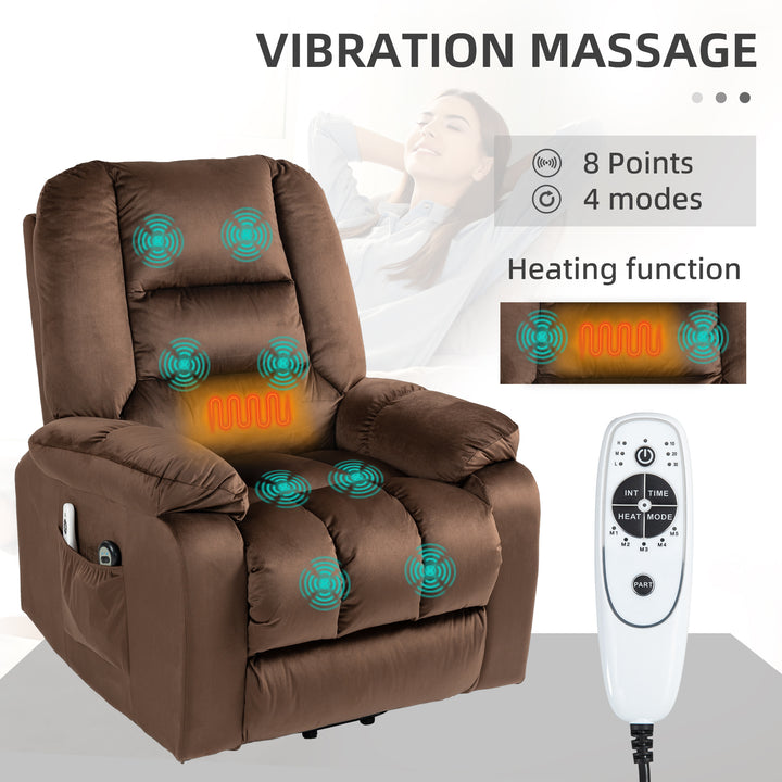 Leathaire Eight Massage Point Armchair, with Heat and Reclining Back - Brown