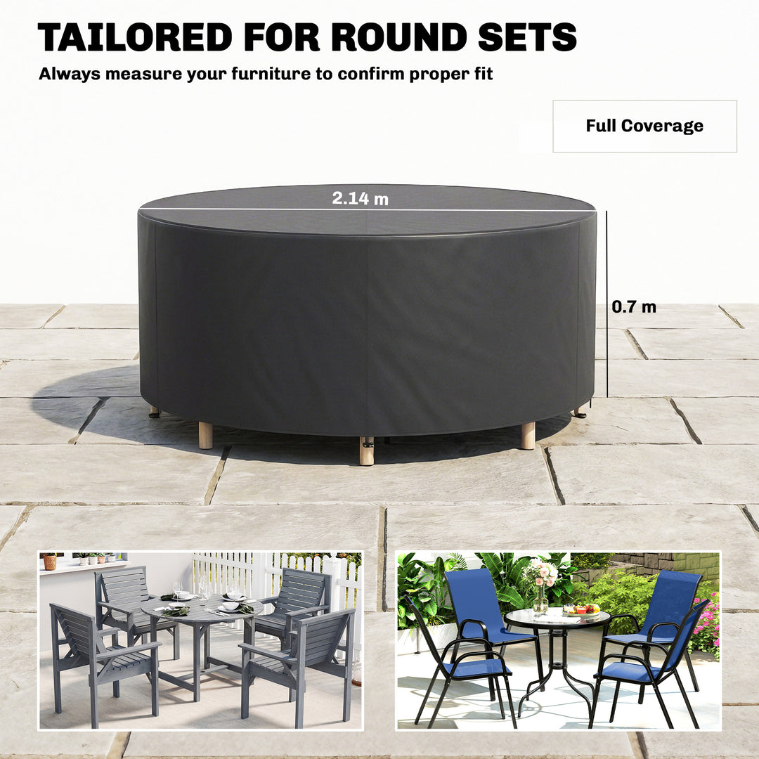Round Garden Furniture Cover, Waterproof Garden Table Cover, 420D Heav