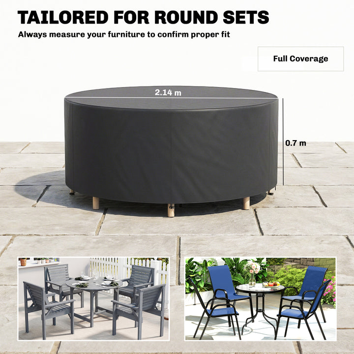 Round Garden Furniture Cover, Waterproof Garden Table Cover, 420D Heav