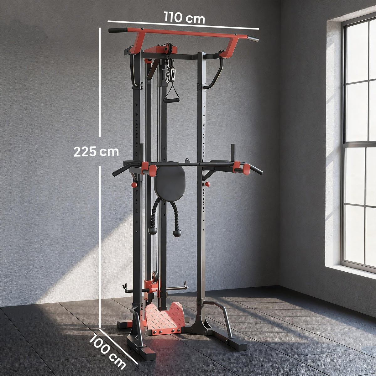 Power Tower with Lat Pull Down Machine, Pull Up Bar, Dip Station, Adju