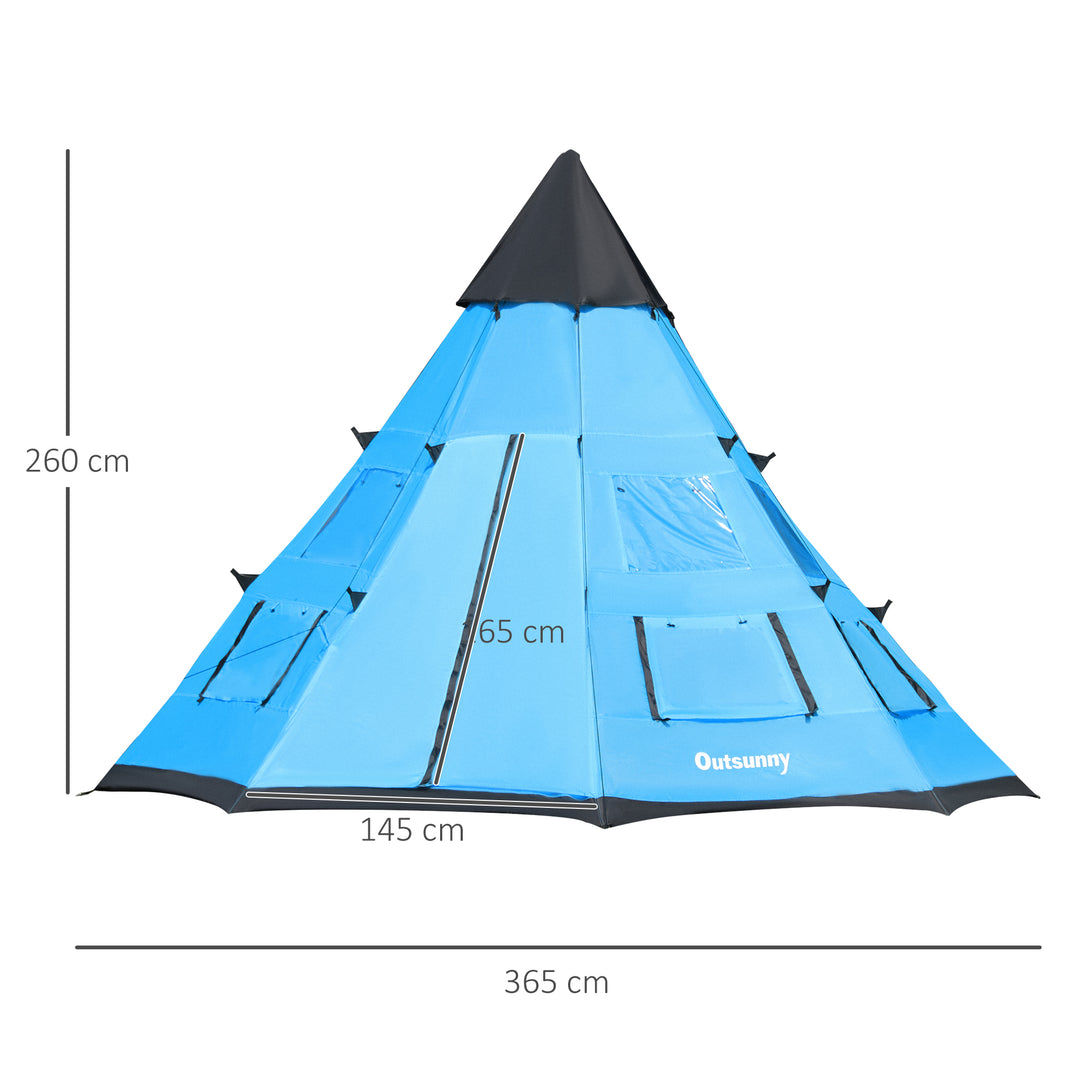 6 Men Tipi Tent with Carry Bag - Blue