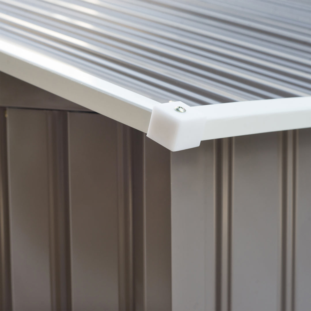 9 x 6FT Outdoor Garden Roofed Metal Storage Shed Tool Box with Foundation Ventilation & Doors Light, Grey