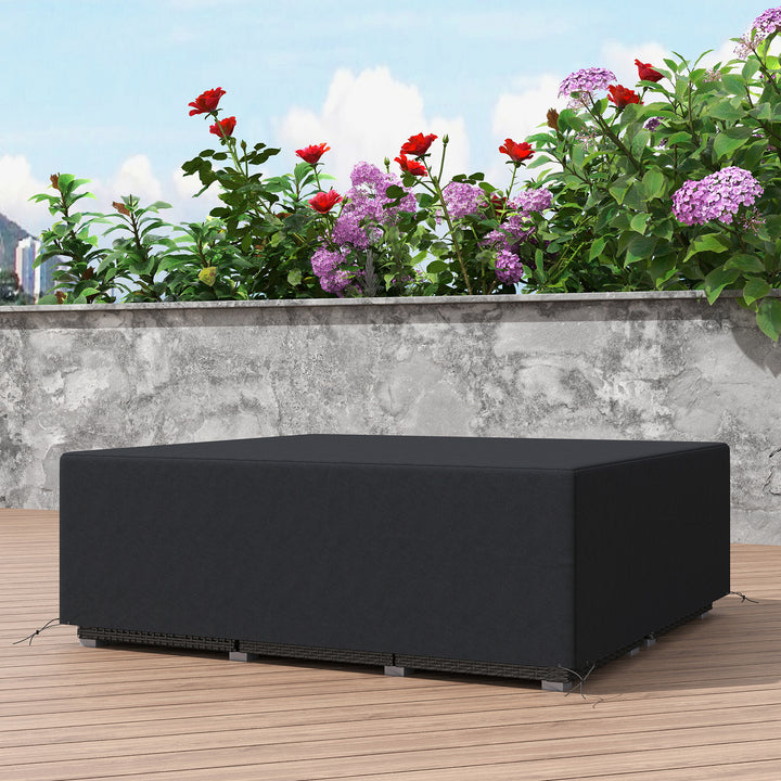 600D Oxford Outdoor Garden Furniture Sofa Set Cover, Waterproof Anti-UV Rattan Sun Lounger Protection Protector Cover, 225L x 210W x 70Hcm, Black