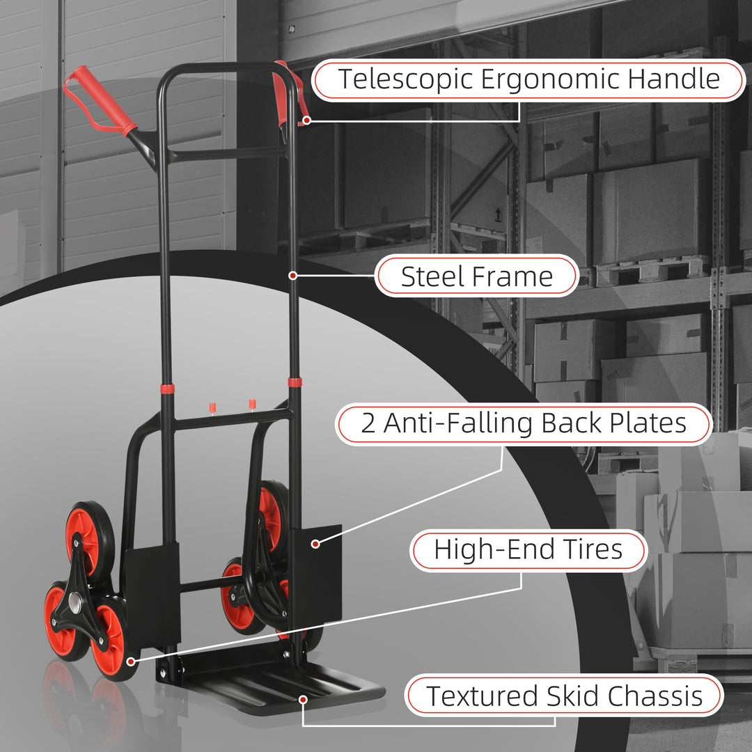 Steel Folding Hand Truck, Heavy Duty Foldable Trolley on Wheels, Multi-Purpose Sack Truck Moving Trolley, 120kg, Red