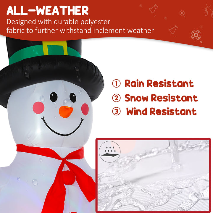 Outsunny 8FT Christmas Inflatable Outdoor Decoration with Dynamic Disco &amp; LED Lights, Self-Inflating Christmas Blow Up Snowman for Garden, Indoor Outdoor Home Decor