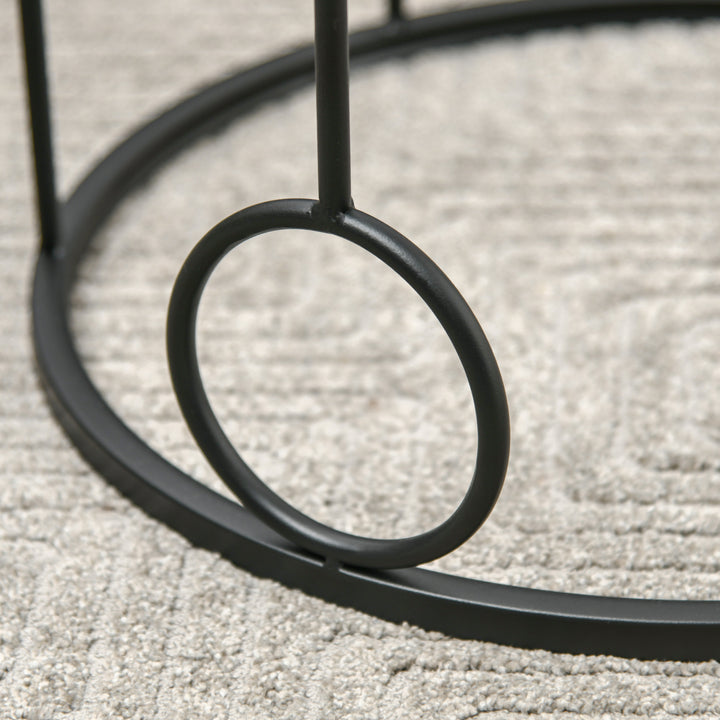Nesting Round Coffee Table Set of 2 - Black