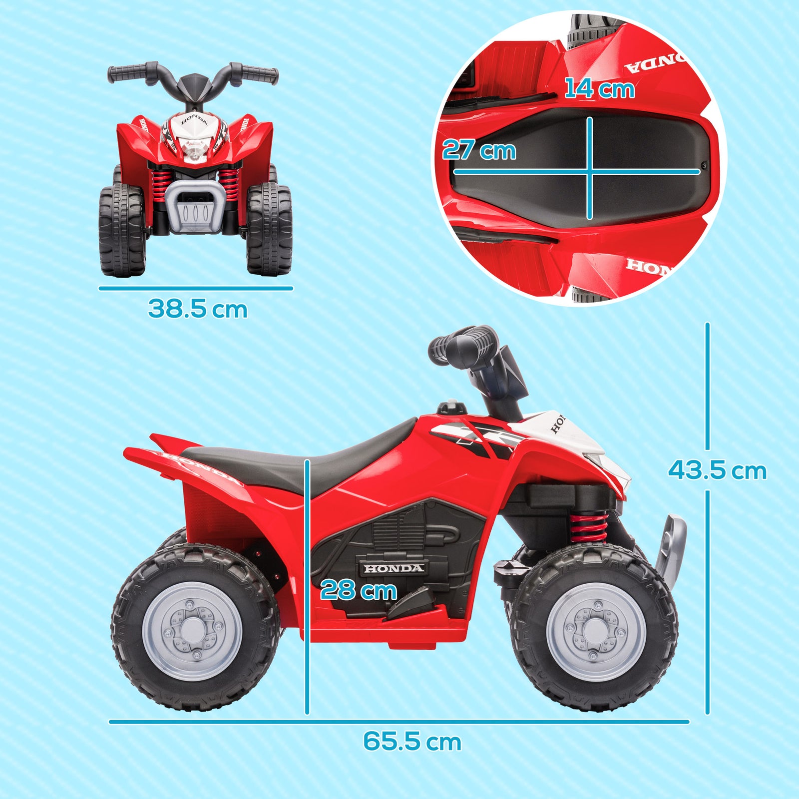 Honda Licensed Kids Electric Quad Bike, 6V ATV Ride On for Ages 1.5-3 