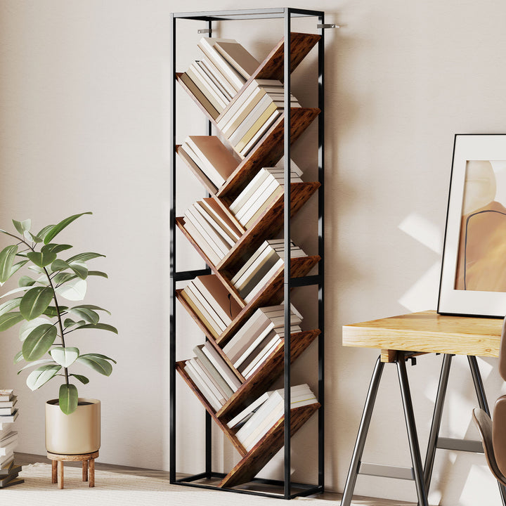 MCL 10 Shelf Industrial-Style Bookshelf - Black/Brown