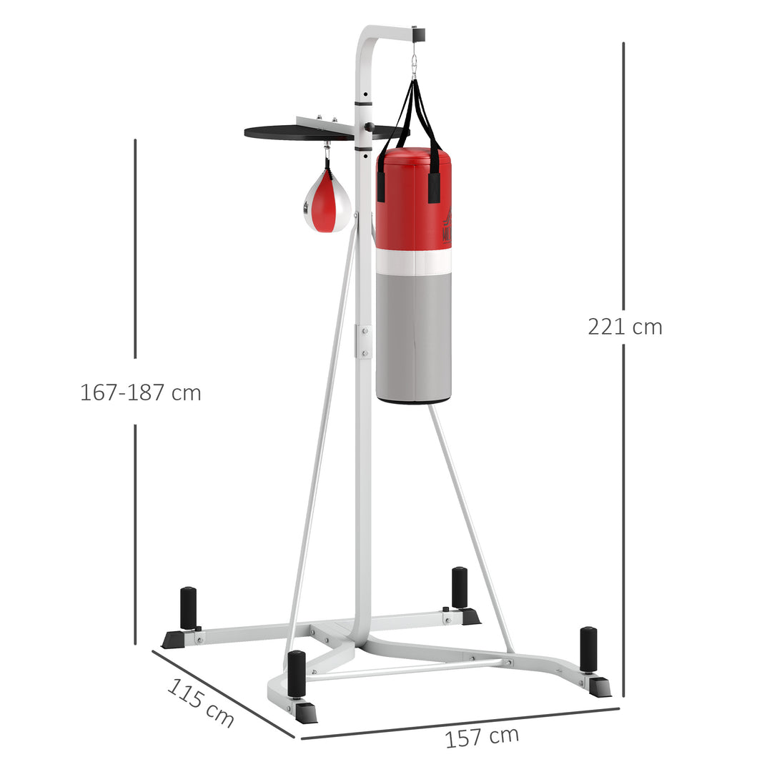 Freestanding Boxing Punch Bag & Speed ball Station, for Home Gym, White