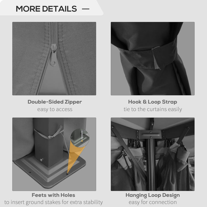 MCL 3 x 3(m) Patio Gazebo Canopy Garden Pavilion Tent Shelter Marquee with 2 Tier Water Repellent Roof, Mosquito Netting and Curtains, Aluminium Frame, Dark Grey