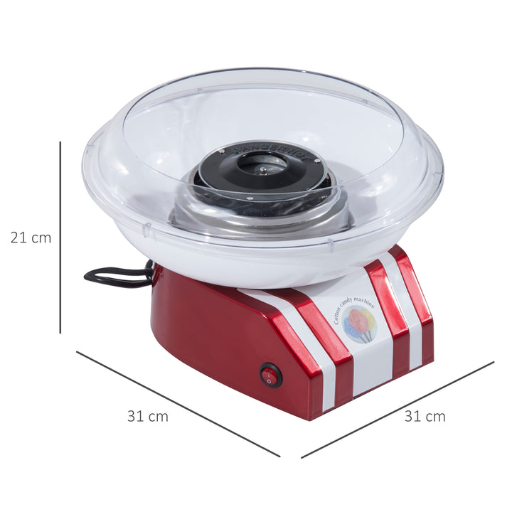 MCL Candy Floss Machine for Kids & Adults, 550W  Retro Cotton Maker for Sugar or Candies,  Including 10 Candyfloss Sticks, Non-Slip Base, Red & White