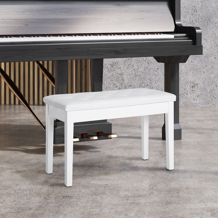 HOMCOM Dressing Table Stool with Storage, PU Leather Padded Piano Bench, 76x36x50cm, White | Aosom UK