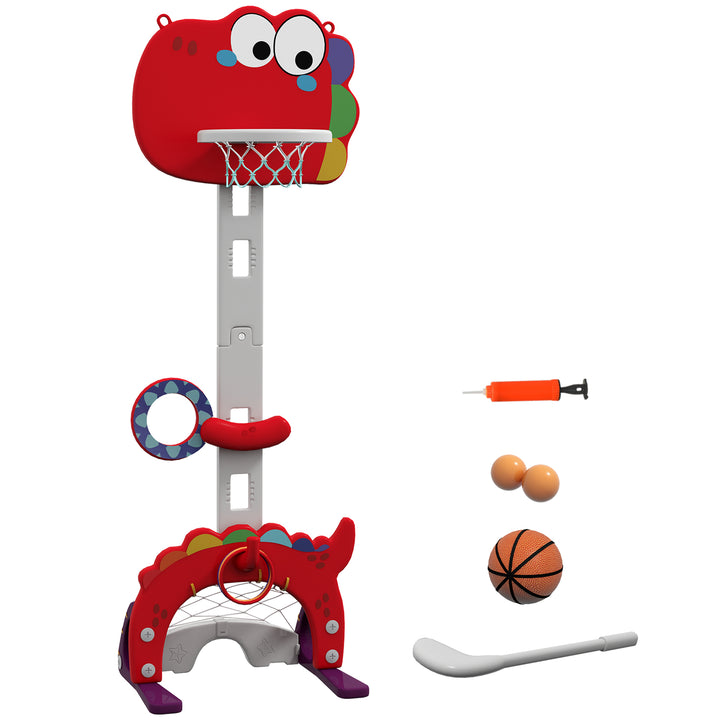 5-in-1 Dinosaur Basketball Set with Adjustable Basketball Stand and Go