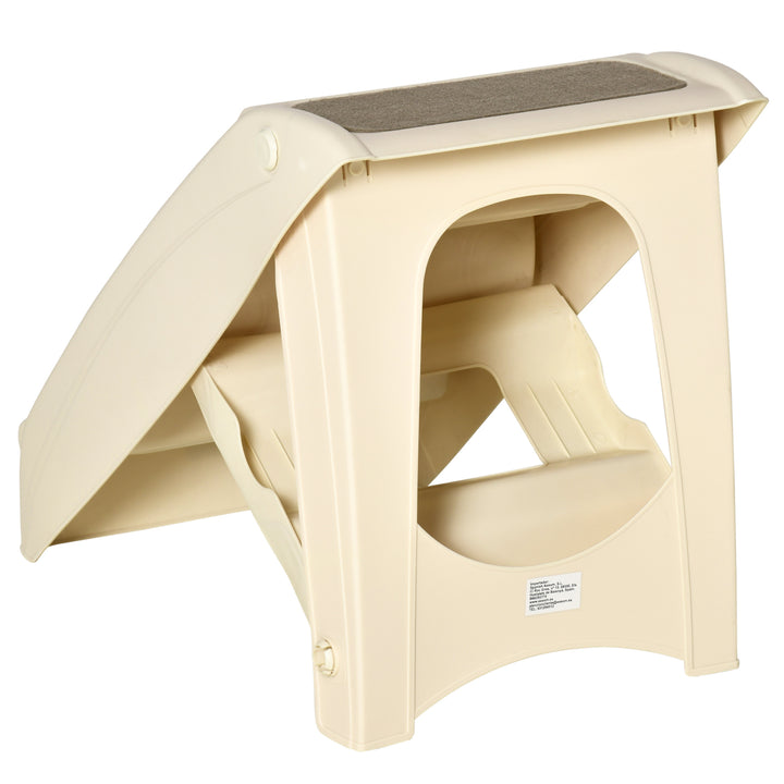 Foldable Four-Step Pet Stairs, for Cats, Small Miniature Dogs, with Non-Slip Mats 62 x 38 x 49.5cm - Beige
