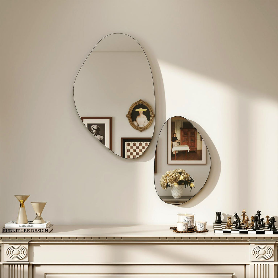 Set of 2 Pebble-Shaped Wall Mirror