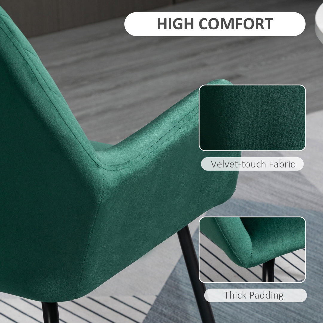 HOMCOM Modern Arm Chair Upholstered Accent Chair with Metal Base for Living Room Green | Aosom UK