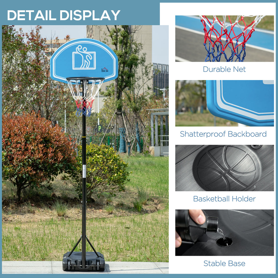 Adjustable Basketball Hoop and Stand, with Wheels and Weight Base, Blue