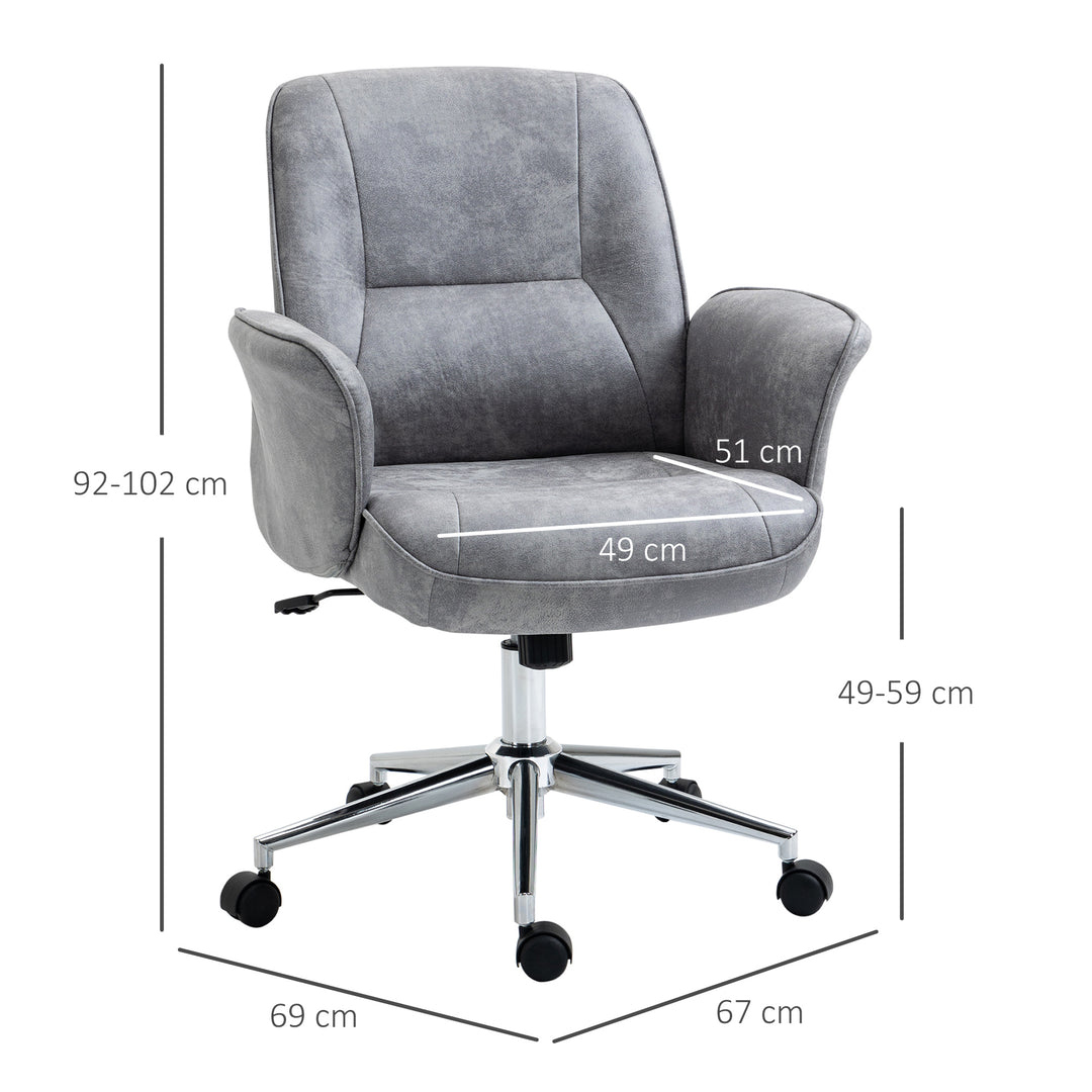 Vinsetto Swivel Ergonomic Office Chair Mid Back Desk Chair for Home Study Bedroom, Light Grey