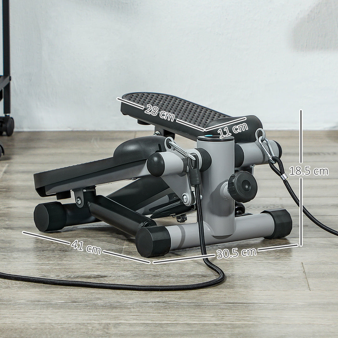 Mini Stepper, Compact Step Machine Exerciser for Home Workouts, with Resistance Bands, LCD Monitor, Non-Slip Pedals