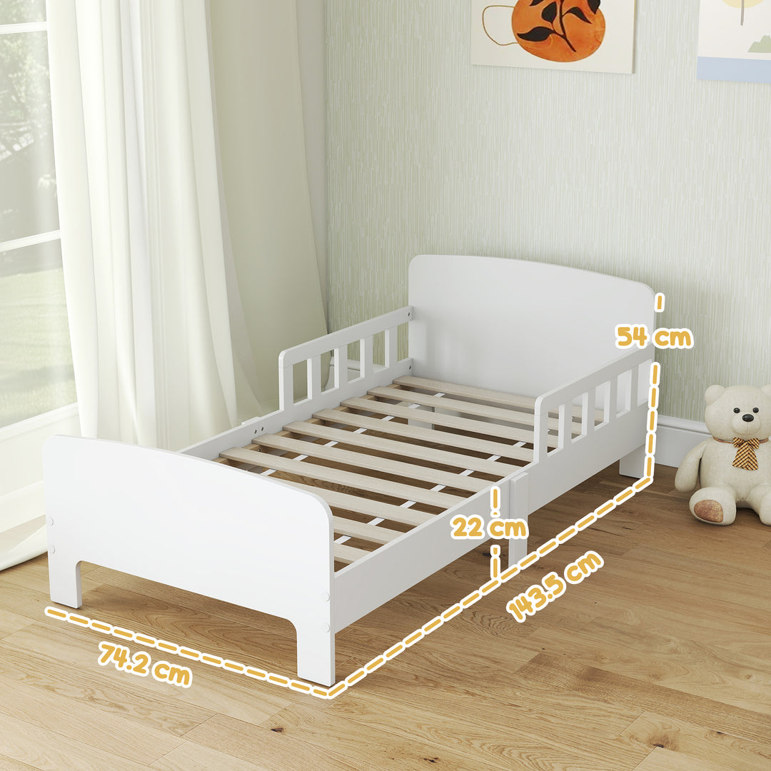 MCL Toddler Bed, Kids Bed Frame with Safety Side Rails, Kids Bedroom Furniture for Ages 3-8 Years, White