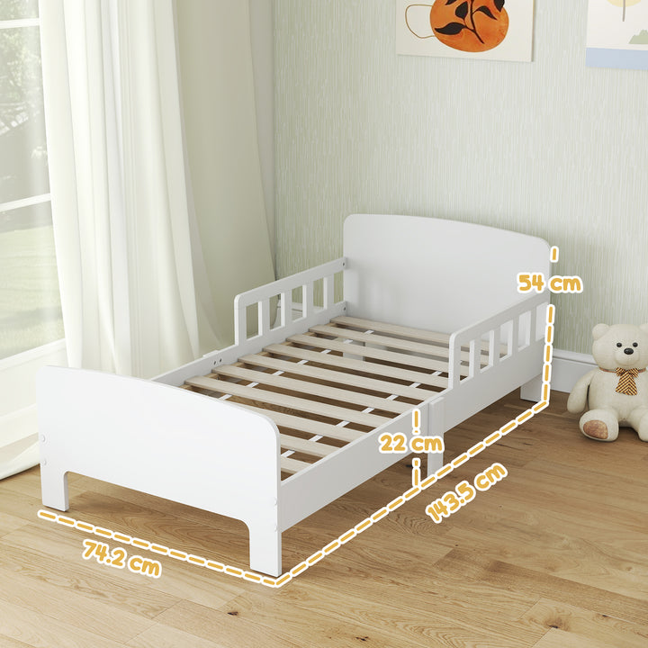 MCL Toddler Bed, Kids Bed Frame with Safety Side Rails, Kids Bedroom Furniture for Ages 3-8 Years, White