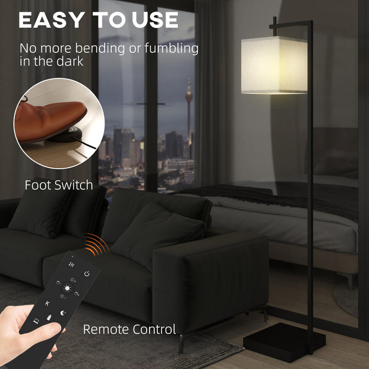 Floor Lamp for Living Room, 66" Modern Tall Standing Lamp with Adjustable Colour Temperatures & 10 Brightness Levels, Remote Control and Foot Switch for Bedroom Office, 9W LED Bulb Included