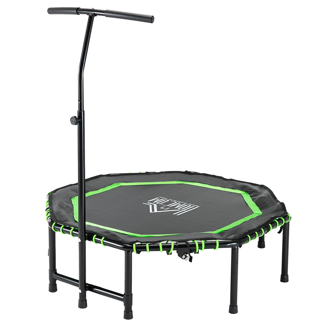 MCL 48" Octagonal Mini Fitness Rebounder Trampoline Indoor Outdoor Foldable Mini Jumper with Adjustable Handle, Green