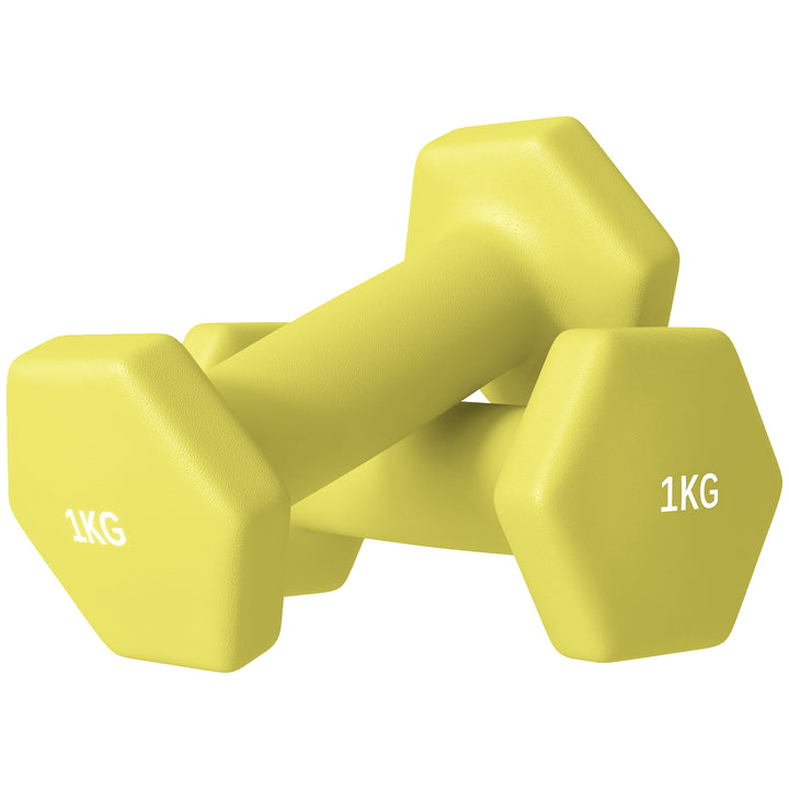 SPORTNOW 2 x 3kg Hexagonal Dumbbells Weights Set with Non-Slip Grip for Home Gym Workout - Yellow