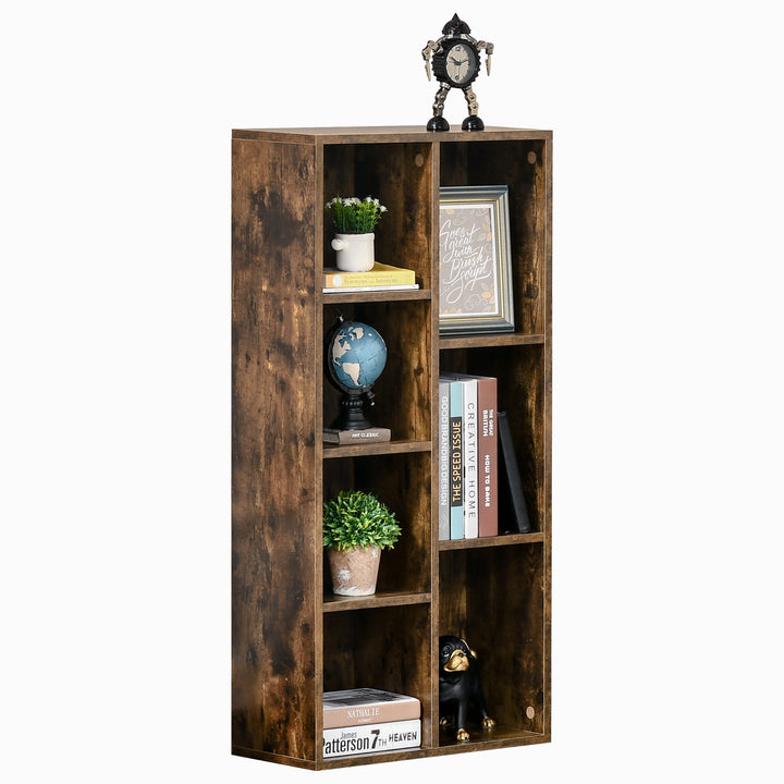 HOMCOM Bookcase Industrial Bookshelf Free Standing Display Cabinet Cube Storage Unit for Home Office Living Room Study Rustic Brown | Aosom UK