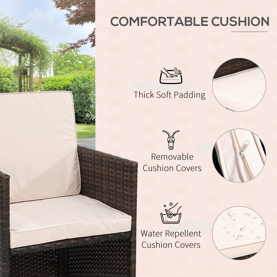 MCL 8 Seater Rattan Cube Garden Furniture Set, Rattan Dining Set with Cushions, Outdoor Dining Table and Chairs with 4 Armchairs, 4 Stools, Square Glass Top Table for Patio, Balcony, Brown