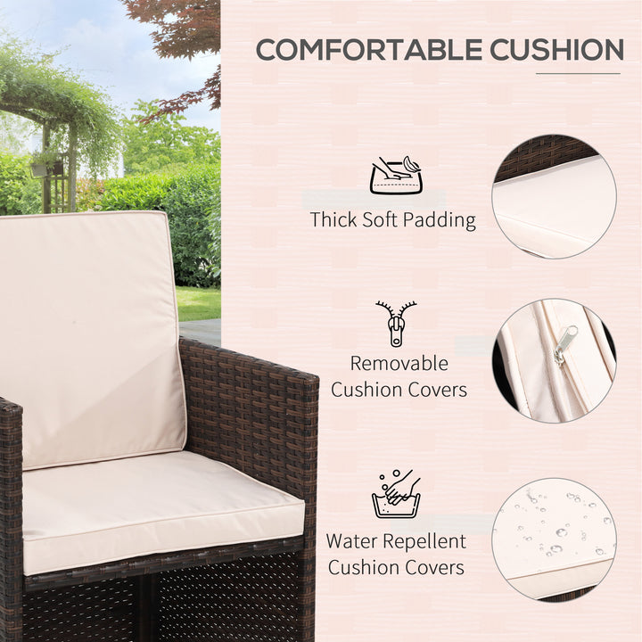 MCL 8 Seater Rattan Cube Garden Furniture Set, Rattan Dining Set with Cushions, Outdoor Dining Table and Chairs with 4 Armchairs, 4 Stools, Square Glass Top Table for Patio, Balcony, Brown