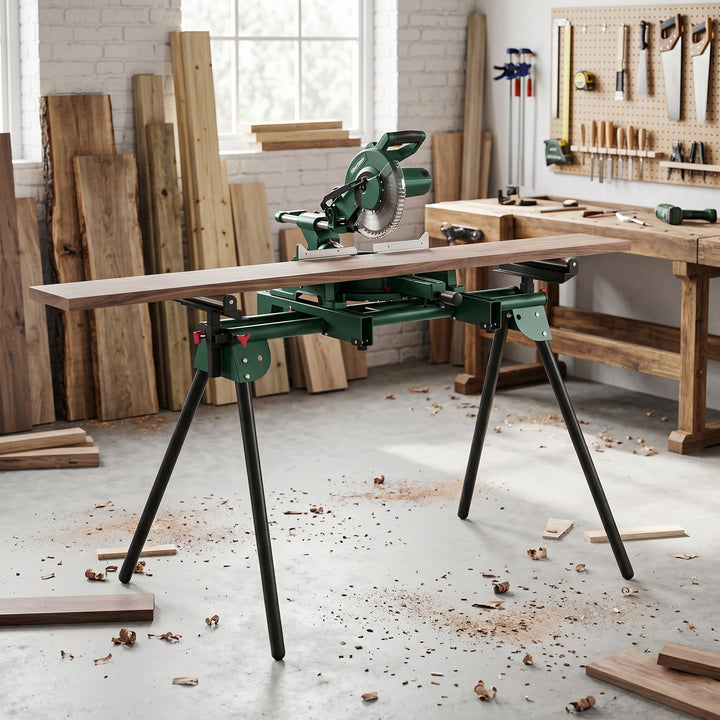 Universal Mitre Saw Stand with Adjustable Rollers and Support Arms, Po