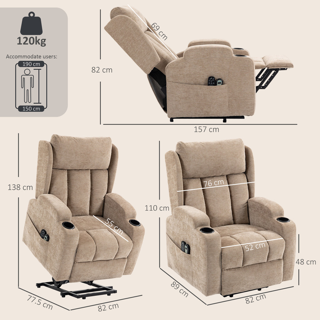 Power Lift Recliner Chair with Vibration Massage and Heat, Chenille Ri