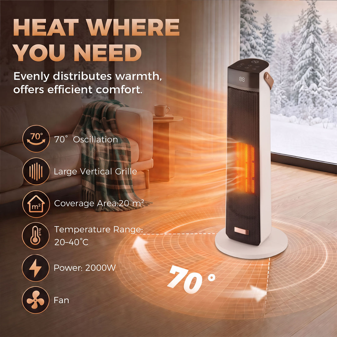 Portable Space Heater with Realistic Flame Effect, 2000W Ceramic - view 4