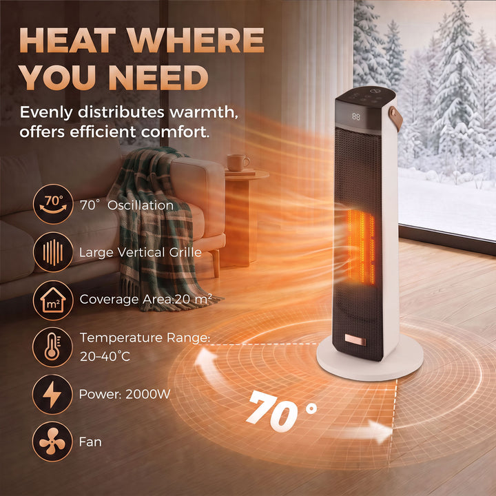 Portable Space Heater with Realistic Flame Effect, 2000W Ceramic - view 4