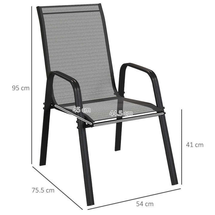 Set of Four Stackable Mesh Seat Chairs - Black