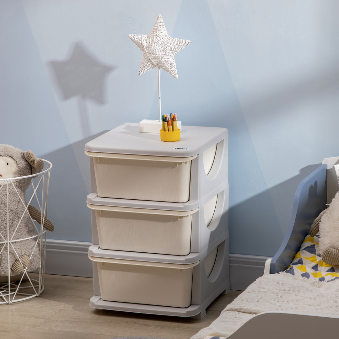 HOMCOM 3-Tier Toy Storage Box Kids Toy Storage with Removable Boxes, for Bedrooms, Playrooms & Other Children Areas, White | Aosom UK