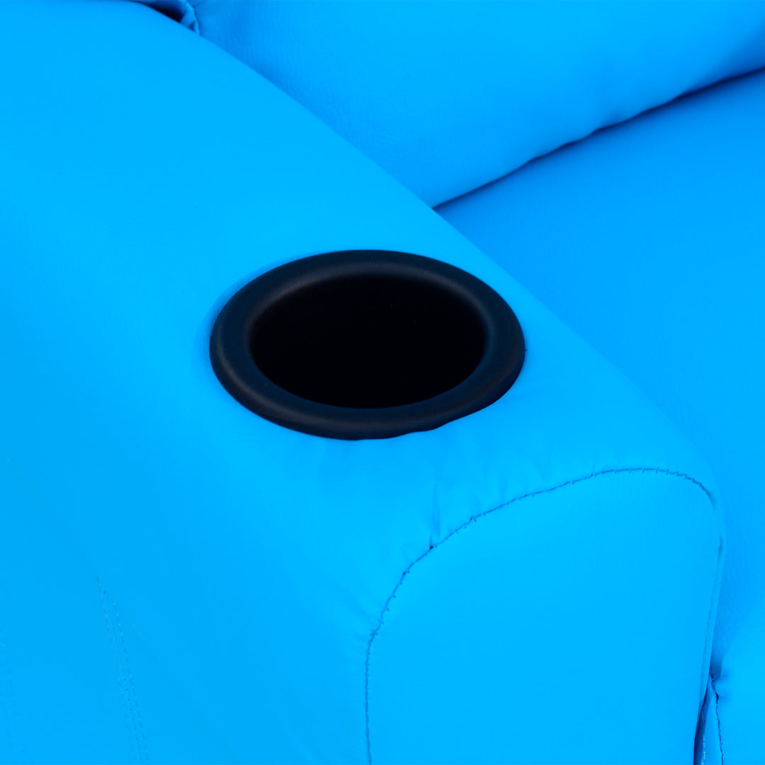 MCL Kids Recliner Chair, PU Leather with Adjustable Backrest, Footrest, Padded Headrest, Blue