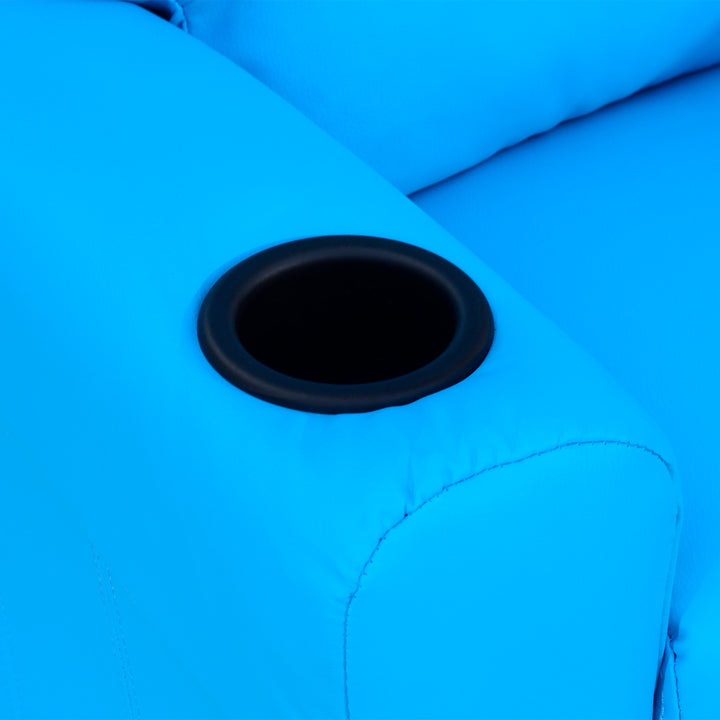 MCL Kids Recliner Chair, PU Leather with Adjustable Backrest, Footrest, Padded Headrest, Blue